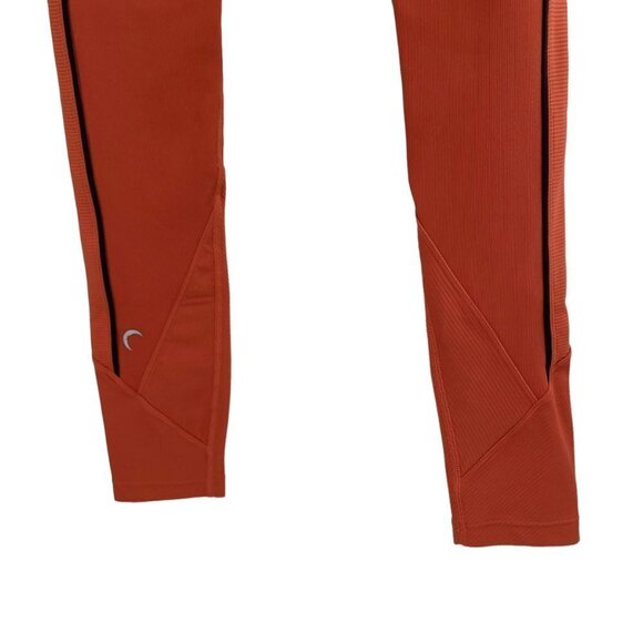 Zyia Orange Black Stripe Ribbed Leggings Womens Size 4 Activewear Athleisure - Picture 3 of 9